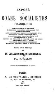 Cover of: Exposé des écoles socialistes franc̦aises by Benoît Malon