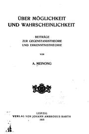 Cover of: Über Möglichkeit und Wahrscheinlichkeit