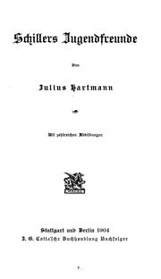 Cover of: Schillers Jugendfreunde by Julius von Hartmann
