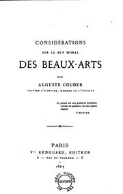 Cover of: Considérations sur le but moral des beaux-arts by Auguste Couder