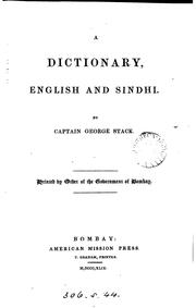 Cover of: A dictionary, English and Sindhi.