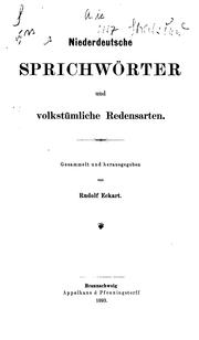 Cover of: Niederdeutsche sprichwörter und volkstümliche redensarten.