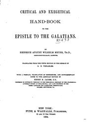 Cover of: Critical and exegetical hand-book to the Epistle to the Ephesians.