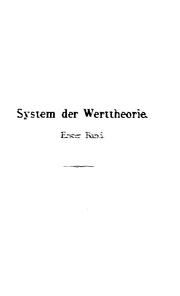 Cover of: System der werttheorie.