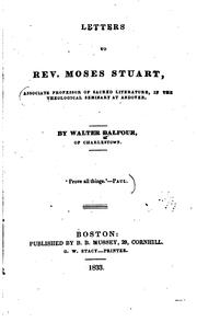 Cover of: Letters to Rev. Moses Stuart