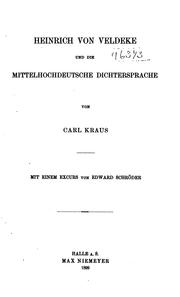 Cover of: Heinrich von Veldeke und die mittelhochdeutsche Dichtersprache