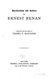 Cover of: Recollections and letters of Ernest Renan