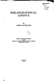 Cover of: Bibliographical ghosts