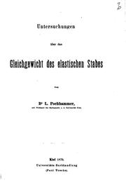 Untersuchungen über das Gleichgewicht des elastischen Stabes by Leo August Pochhammer