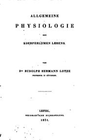 Cover of: Allgemeine physiologie des koerperlichen lebens