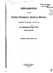 Cover of: Explanation of the Cutter-Sanborn author marks (three figure tables)