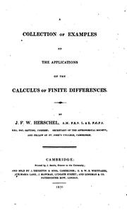 Cover of: A collection of examples of the applications of the calculus of finite differences.