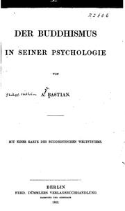 Cover of: Der Buddhismus in seiner Psychologie by Adolf Bastian