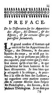 Cover of: Dissertations sur les apparitions des anges, des démons & des esprits et sur les revenans et vampires de Hongrie, de Boheme, de Moravie & de Silesie ...