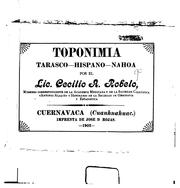 Cover of: Toponimia tarasco-hispano-nahoa