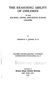 Cover of: The reasoning ability of children of the fourth, fith, and sixth school grades