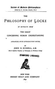 Cover of: The philosophy of Locke: in extracts from The essay concerning human understanding