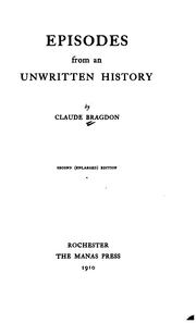 Cover of: Episodes from an unwritten history