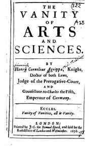 Cover of: The vanity of arts and sciences.