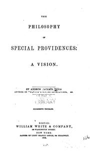 Cover of: The philosophy of special providences: a vision.
