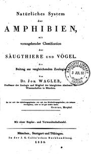 Cover of: Natürliches System der Amphibien by Johann Georg Wagler