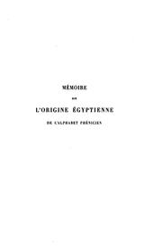 Cover of: Mémoire sur l'origine égyptienne de l'alphabet phénicien