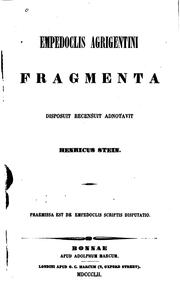 Cover of: Empedoclis Agrigentini fragmenta disposuit