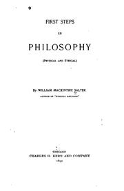Cover of: First steps in philosophy (physical and ethical)