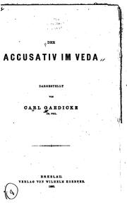 Cover of: Der accusativ im Veda