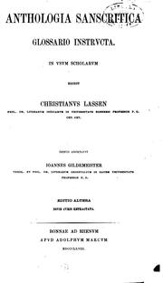 Cover of: Anthologia sanscritica glossario instrvcta. by Christian Lassen