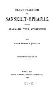 Cover of: Elementarbuch der Sanskrit-Sprache. by Adolf Friedrich Stenzler