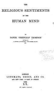 Cover of: The religious sentiments of the human mind