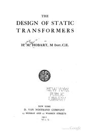 Cover of: The design of static transformers