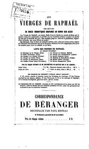Cover of: Correspondance de Béranger by Pierre Jean de Béranger, Pierre Jean de Béranger