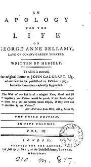 Cover of: An apology for the life of George Anne Bellamy: late of Covent-Garden theatre.