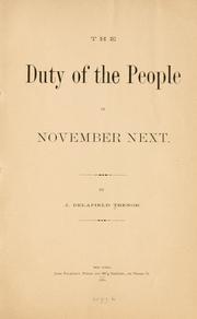 Cover of: The duty of the people in November next