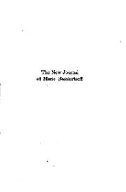 Cover of: The new journal of Marie Bashkirtseff by Marie Bashkirtseff