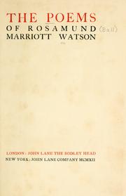 Cover of: The poems of Rosamund Marriott Watson.