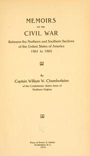 Cover of: Memoirs of the Civil War between the northern and southern sections of the United States of America, 1861-1865