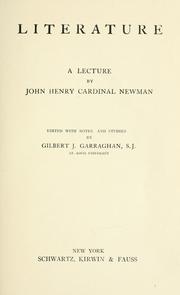 Cover of: Literature: a lecture by John Henry, cardinal Newman