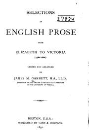 Cover of: Selections in English prose from Elizabeth to Victoria (1580-1880).