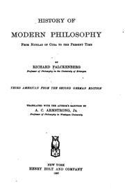 Cover of: History of modern philosophy from Nicolas of Cusa to the present time by Richard Falckenberg