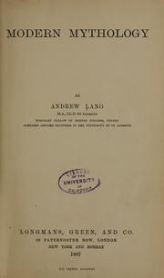Cover of: Modern mythology by Andrew Lang