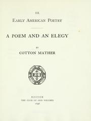 Cover of: A poem and an elegy