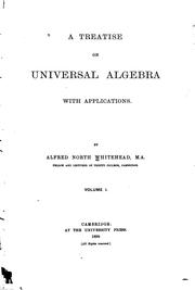 Cover of: A treatise on universal algebra: with applications.