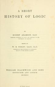 Cover of: A short history of logic by Robert Adamson