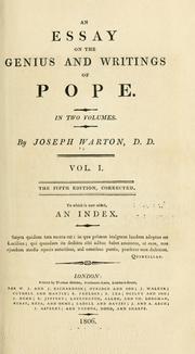 Essay on the writings and genius of Pope by Joseph Warton