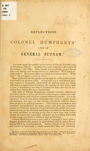 Cover of: Reflections on Colonel Humphreys' life of General Putnam.