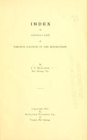 Cover of: Index to Saffell's list of Virginia soldiers in the Revolution