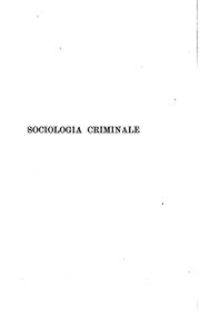 Cover of: Sociologia criminale